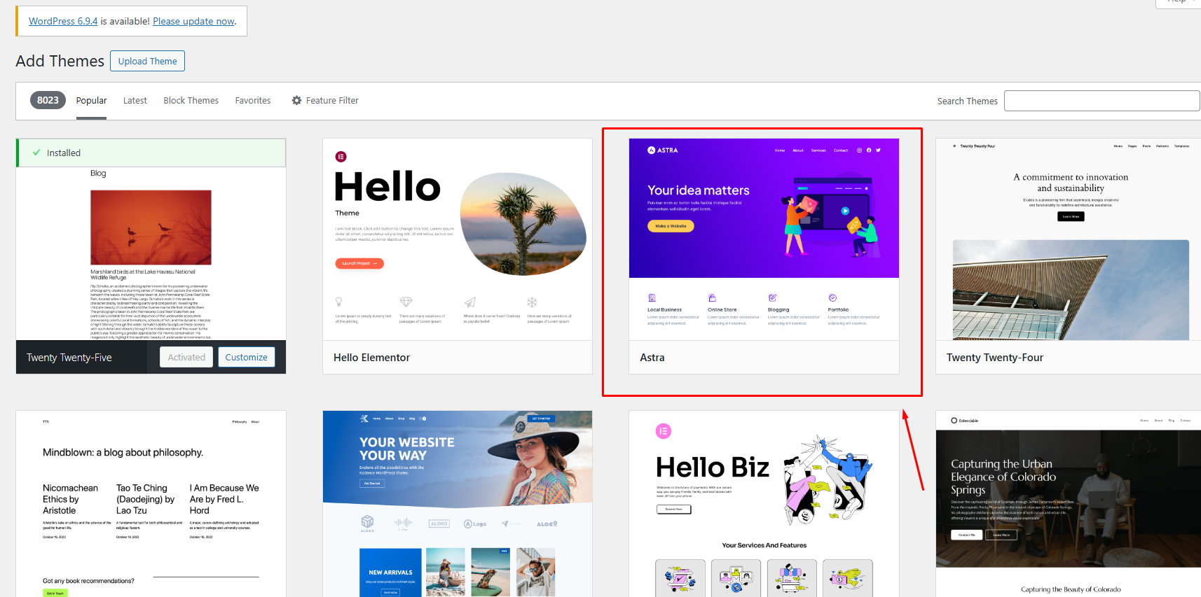 WordPress থিম সিলেক্ট করুন