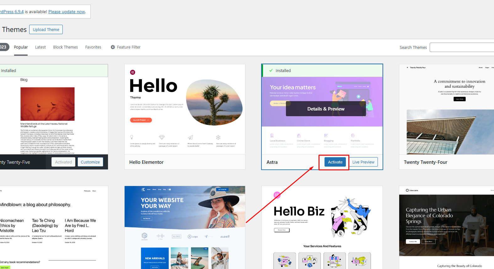 WordPress থিম Activate করুন