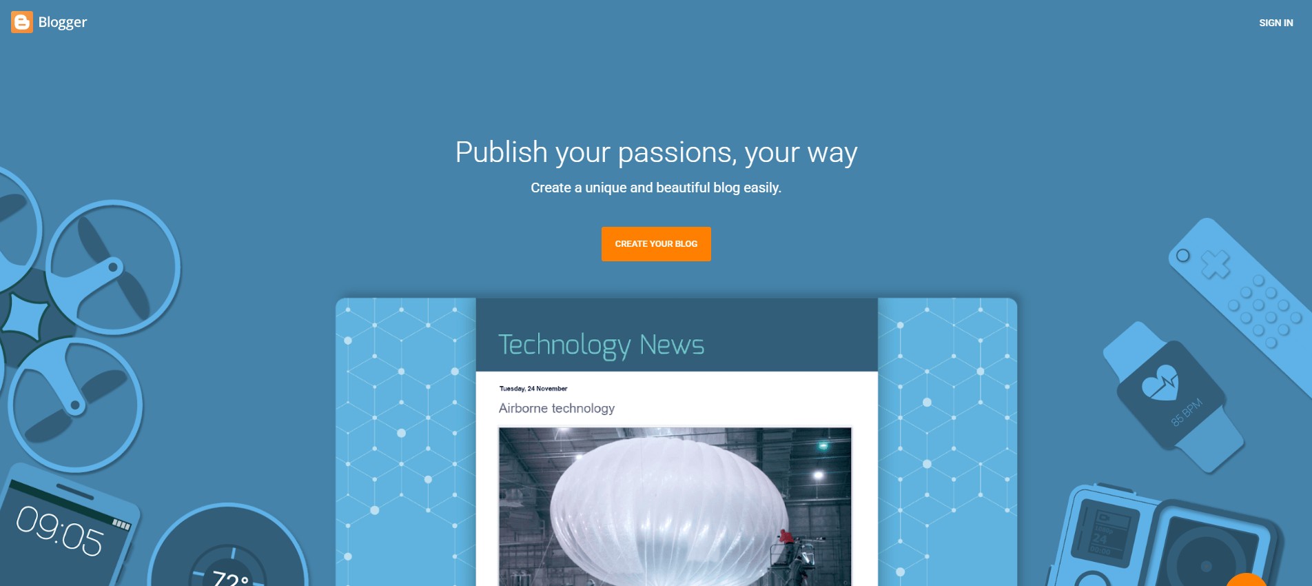 Google Blogger-এর প্রথম পেজ
