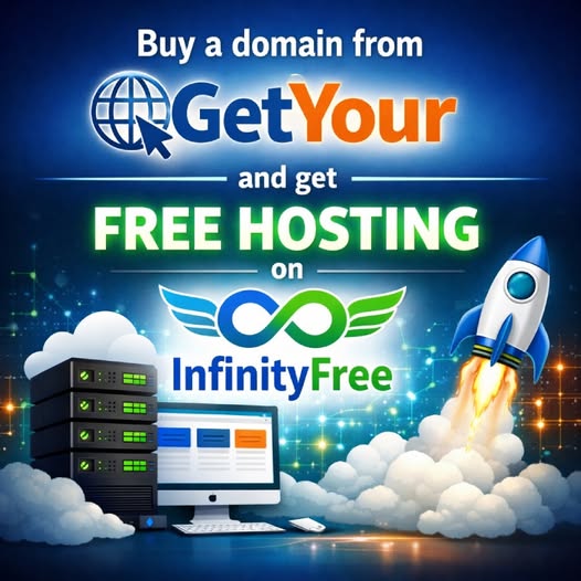 ডোমেইন কিনুন GetYour থেকে ফ্রি ওয়েবসাইট বিল্ডার infinityfree থেকে