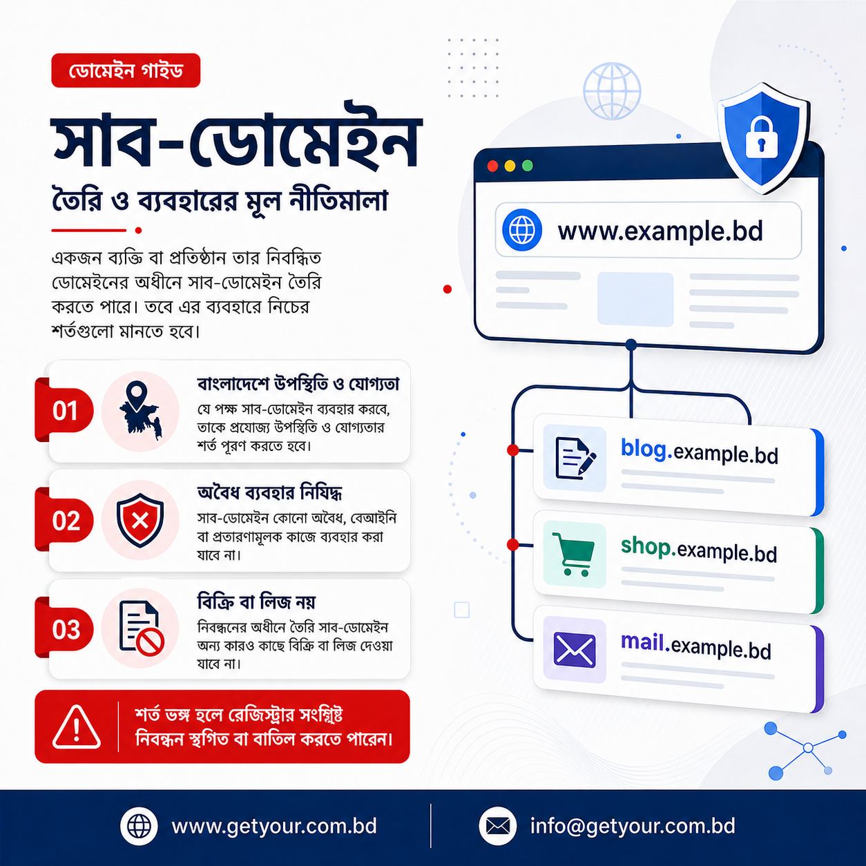 .BD ও .COM.BD ডোমেইনের Sub-domain ব্যবহারের নিয়ম | BTCL-এর গুরুত্বপূর্ণ নির্দেশনা